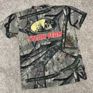 Russell Outdoors Mossy Oak Camo Shirt Men Size Medium Pocket Steam Team Paradise